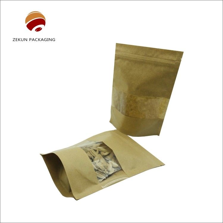 Opakowania żywnościowe Kraft Paper Zip Lock Bag Custom Size Wodność Mat lub błyszczące wykończenie